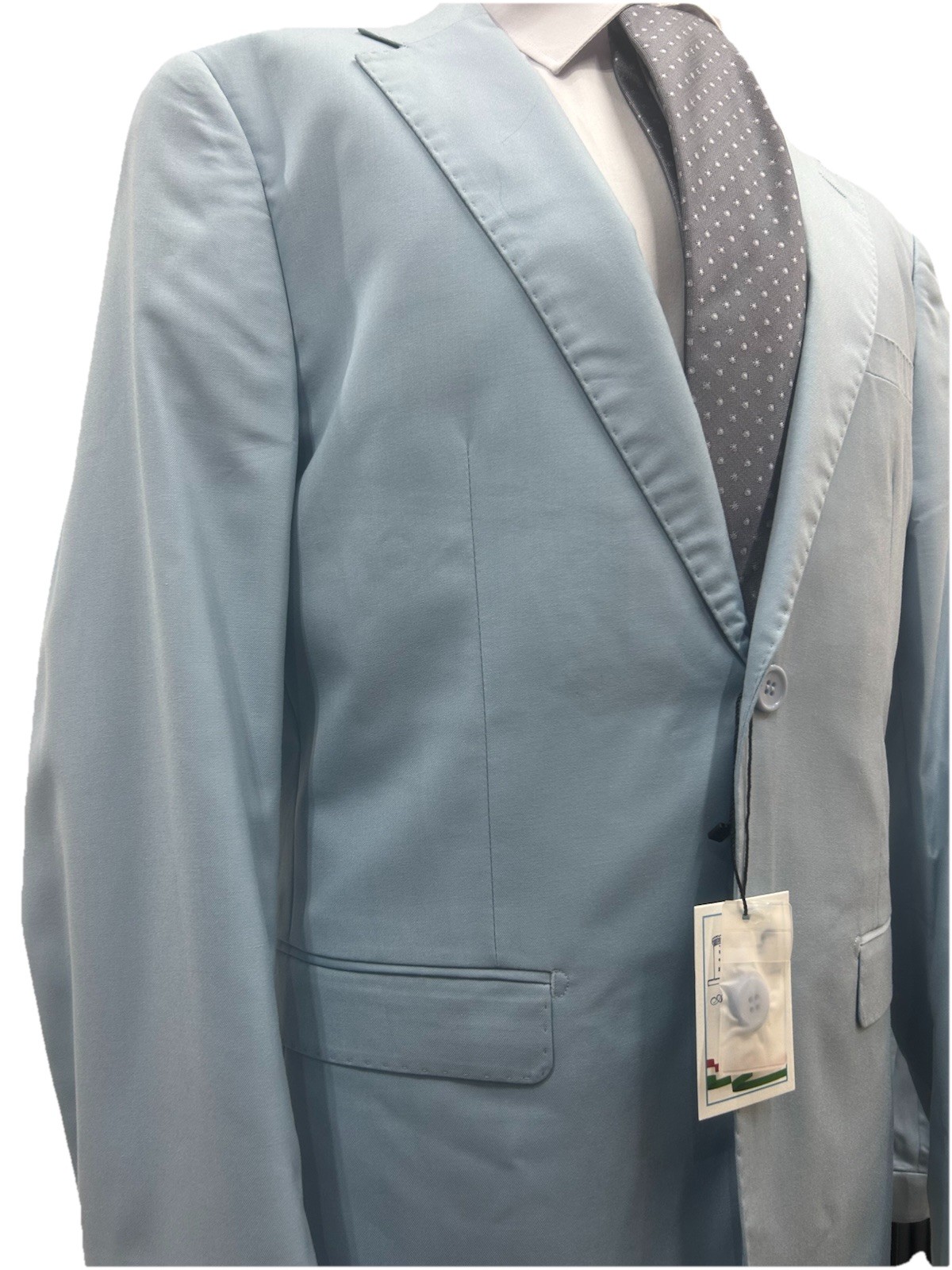Men’s Light Blue Slim Fit Dress Made In Italy Summer 46 48 50 52 54 58
