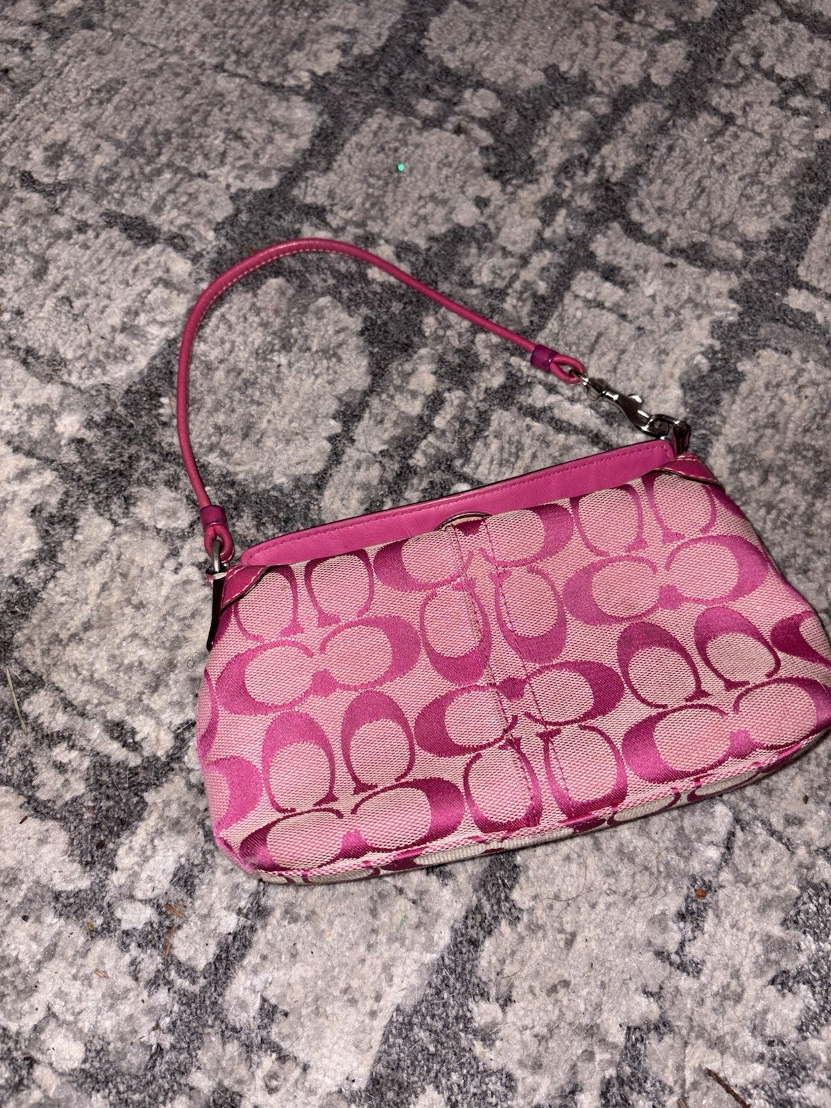 Coach Turlock Hot Pink Jaquard Leather Canvas Wrislet Mini Bag EUC Hard To Find