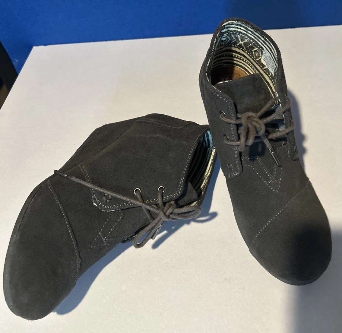TOMS Forged Iron Grey Suede Women’s Kala Bootie Wedge Women’s Size 8