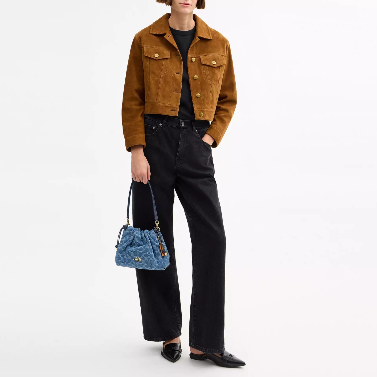 COACH Faye Drawstring Bag In Signature Denim Blue CDB94 F/S JP [DDP]