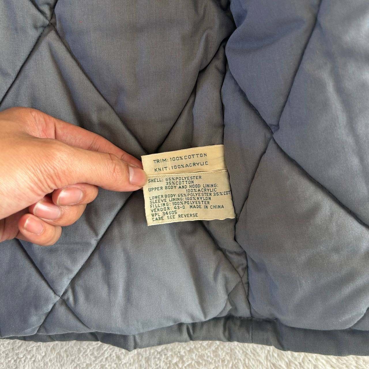 St Johns Bay Parka Chore Coat Size L Gray Flannel Lined Insulated Removable Hood