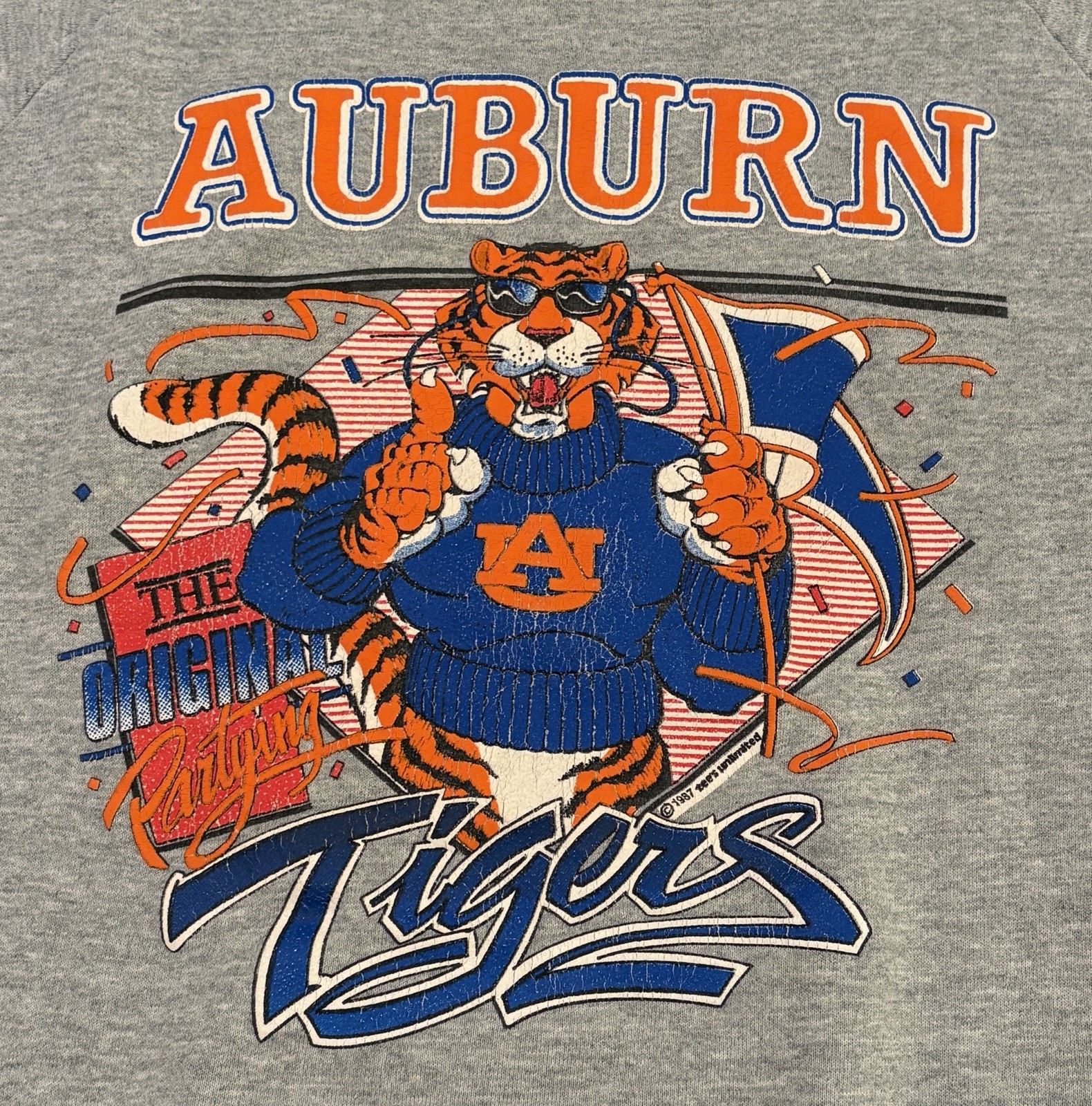 Vintage Auburn University Sweatshirt 1987 Large Gray FOTL 50/50 Blend War Eagle