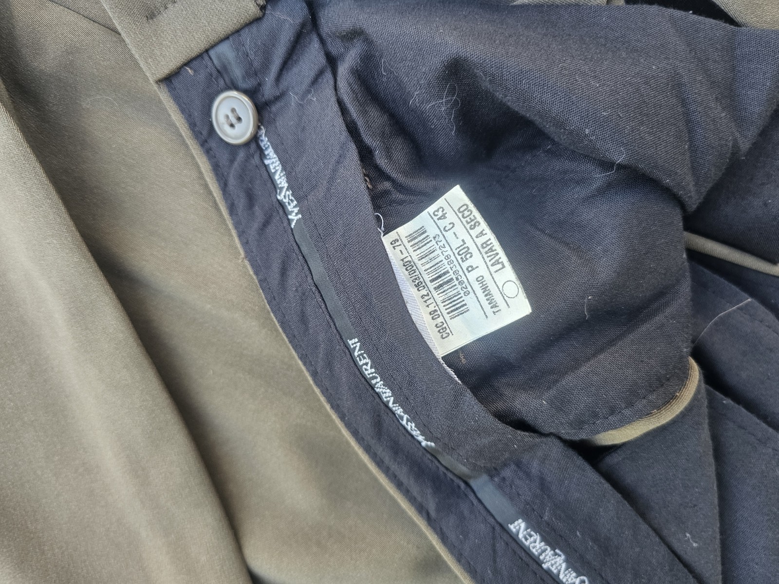 Vintage 90s Y2K 2000s Yves Saint Laurent Pour Homme Mens 2 piece Olive Suit