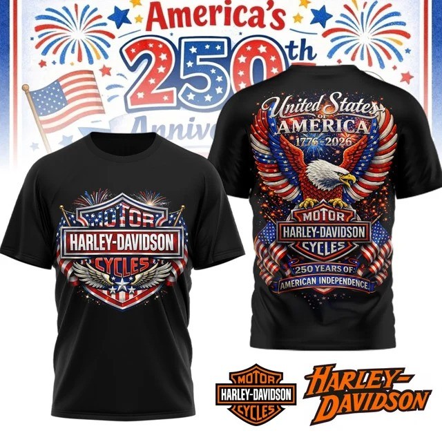 Harley-Davidson America 250th Anniversary Shirt 1776-2026 Independence Day Tee