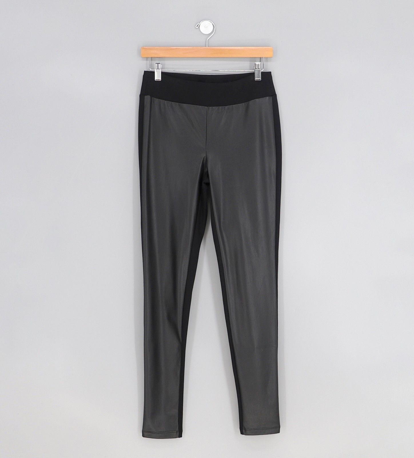 J.MCLAUGHLIN Faux Leather Front Panel Stretch Pull-On Leggings Black Size S