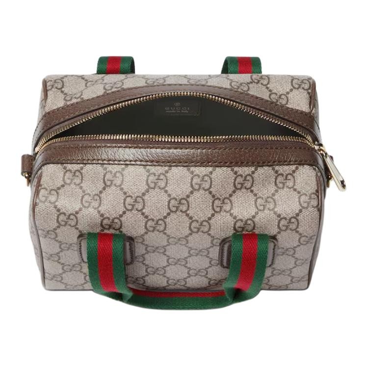 GUCCI GG Monogram Canvas Handbag Mini Unisex Beige Brown 7.9 x 5.1 x 5.1 in