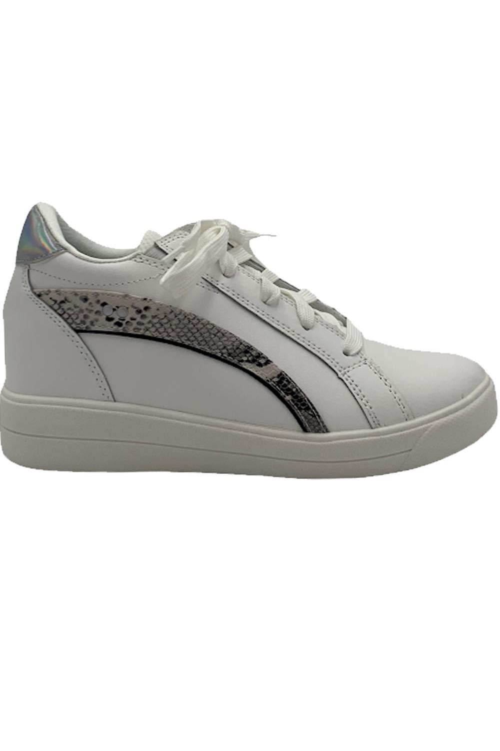 Ryka Leather Lace-Up Sneakers with Animal Accent Viv Brilliant White