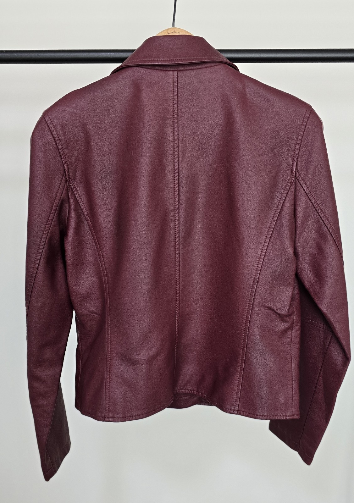 Coffee Shop New York Women’s Burgundy Biker Jacket L Short Zip Zipped Pockets