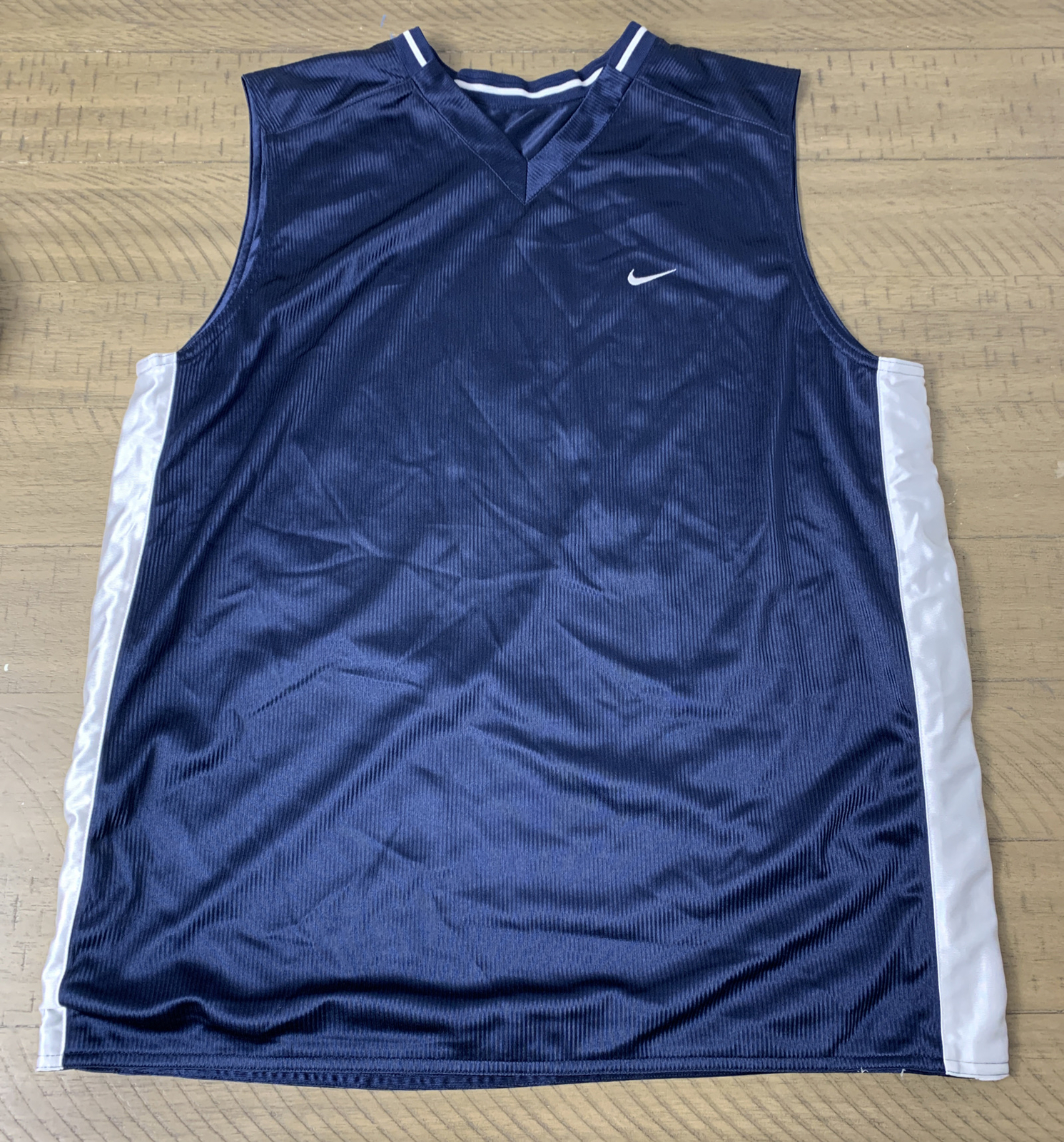 Nike Dazzle Silky Shiny Navy Sleeveless Basketball Reversible Jersey ( READ)
