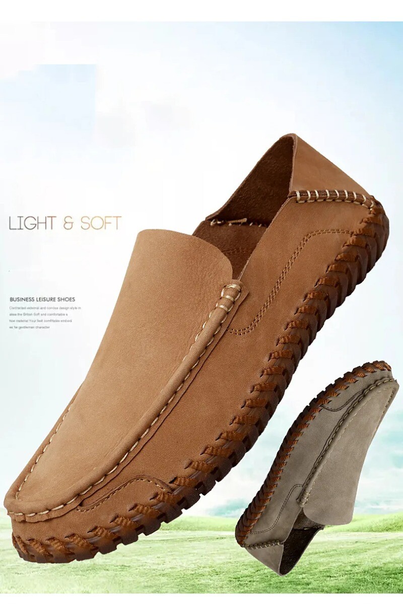 Handmade Men’s Casual Shoes Leather Loafers Moccasins Breathable Driving Shoes