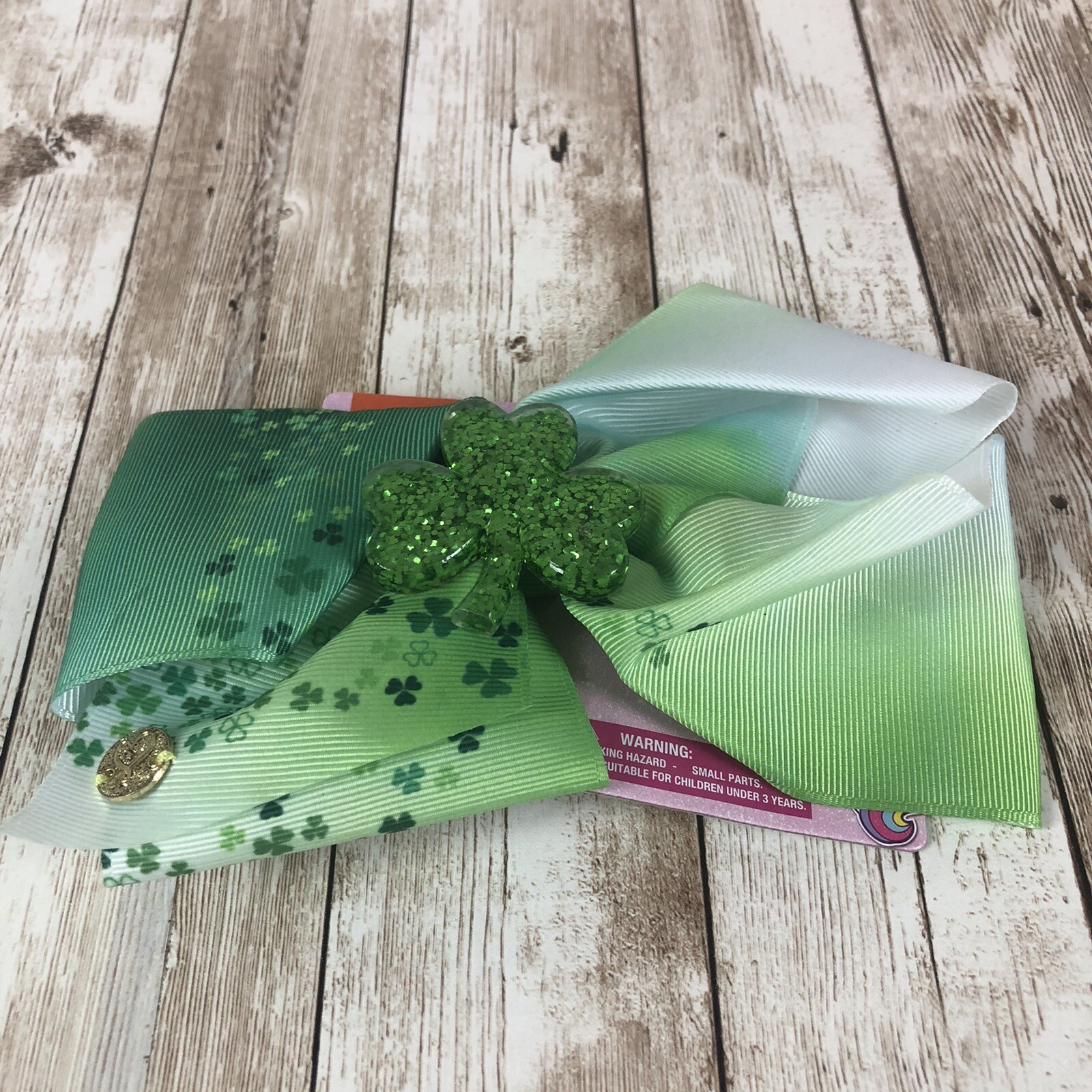 JoJo Siwa Hair Bow St Patrick Day Glitter Shamrock Green Alligator Clip New