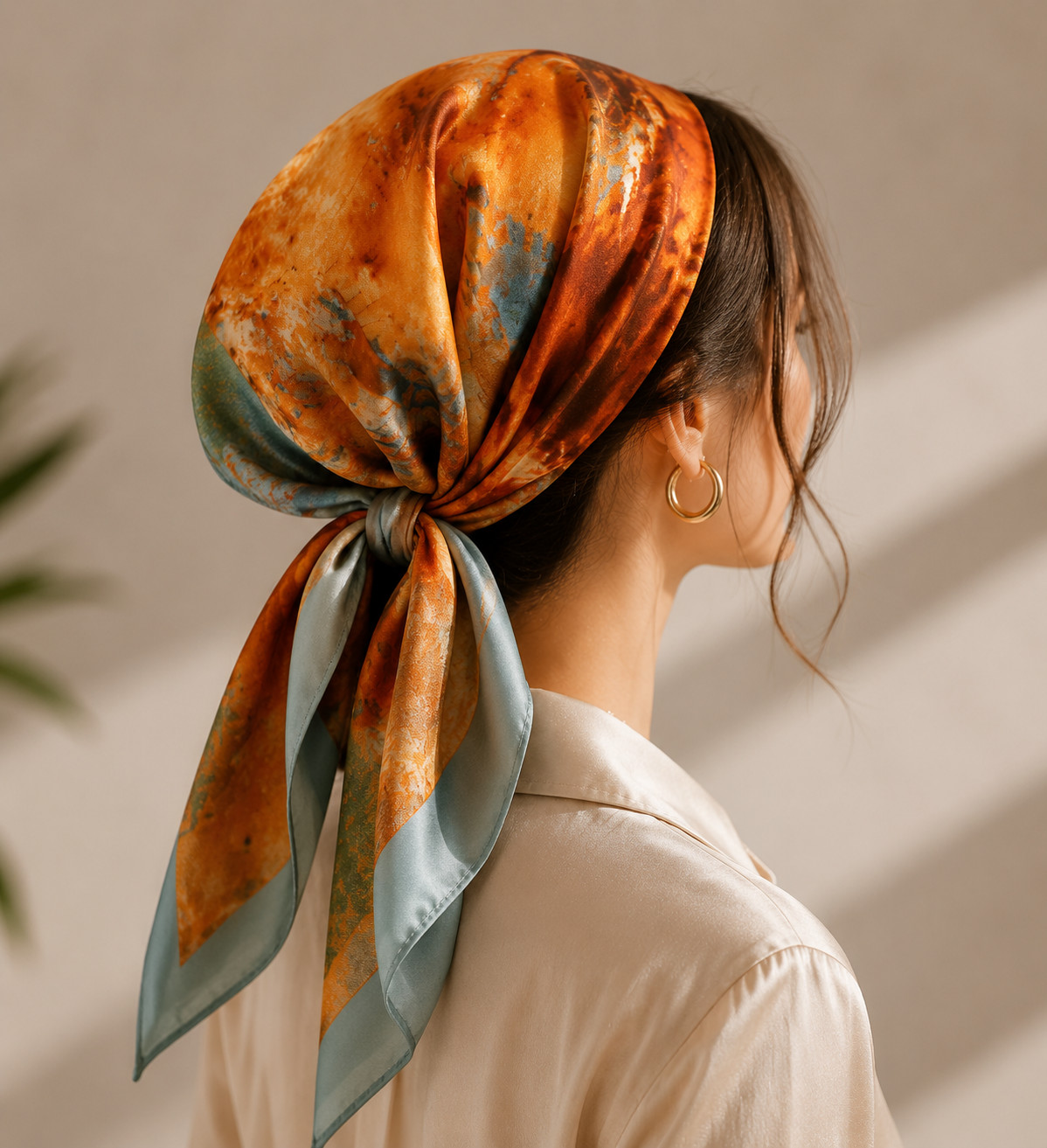 3-Pack Silk Like Satin Square Scarf 70x70cm, Floral Head Neck Hair Scarf