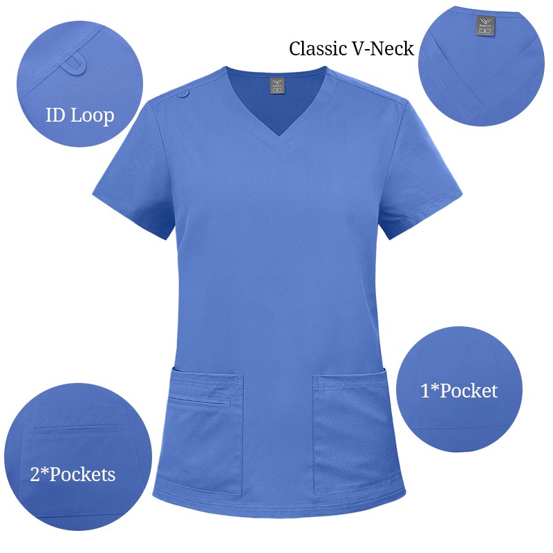 2025 Nursing Medical Scrub Set Flare Pants Drawstring Multi-pocket Comfortable