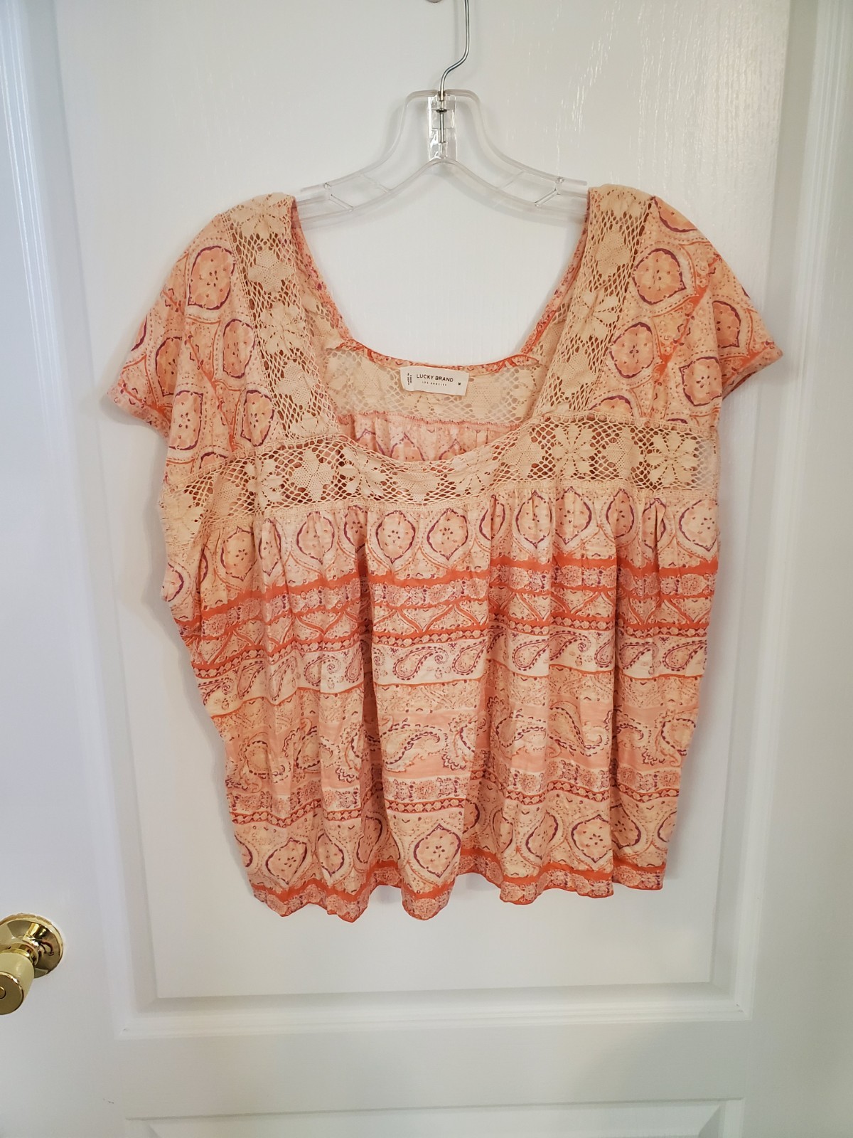 Women’s Lucky Brand Top Square Neck Peasant Style Size M