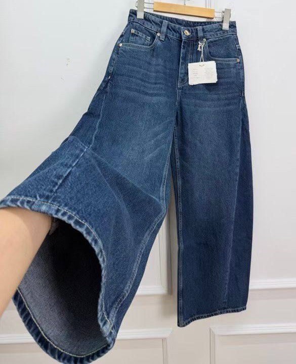 New! BRUNELLO CUCINELLI 100% COTTON WIDE BLUE JEANS PANTS SZ:USA 6