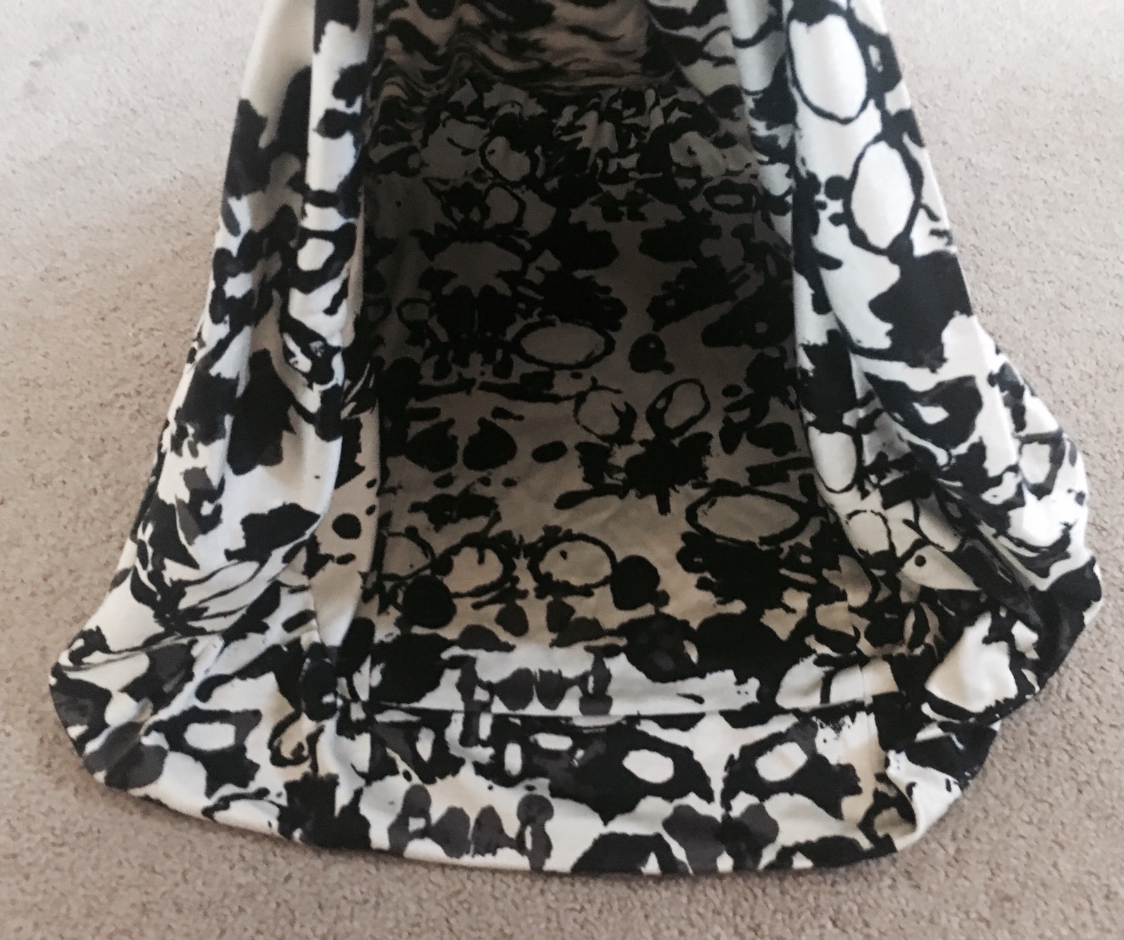 YSL Yves Saint Laurent BIack White Abstract Floral Sheath Dress Sz Small