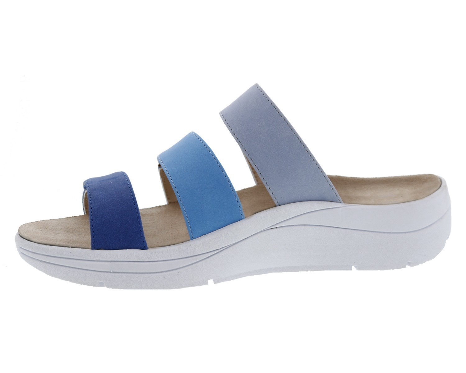 DREW SAWYER BLUE MULTI COLOR ADJUSTABLE SLIDE SANDAL WITH REMOVABLE INSOLE 6.5 W
