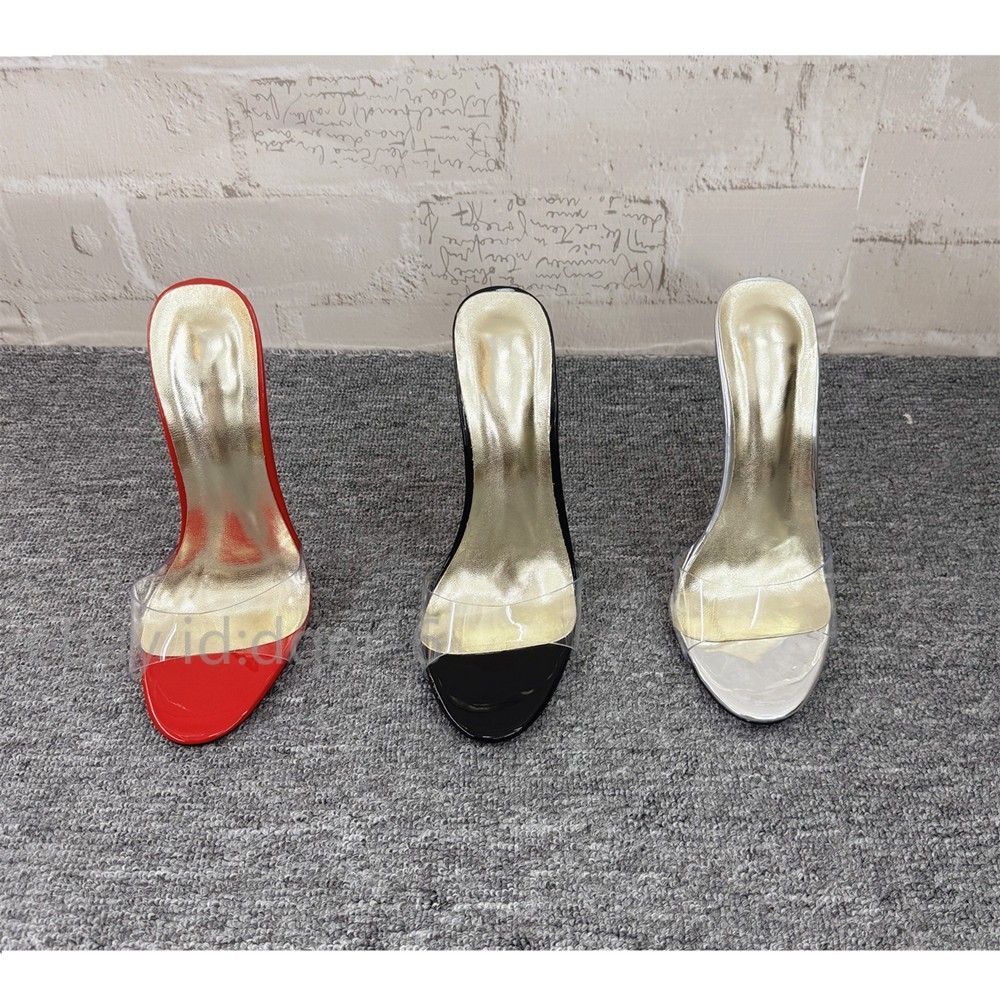 Women 14cm Super High Heel Transparent Sandals Slippers Sexy Large Size Shoes