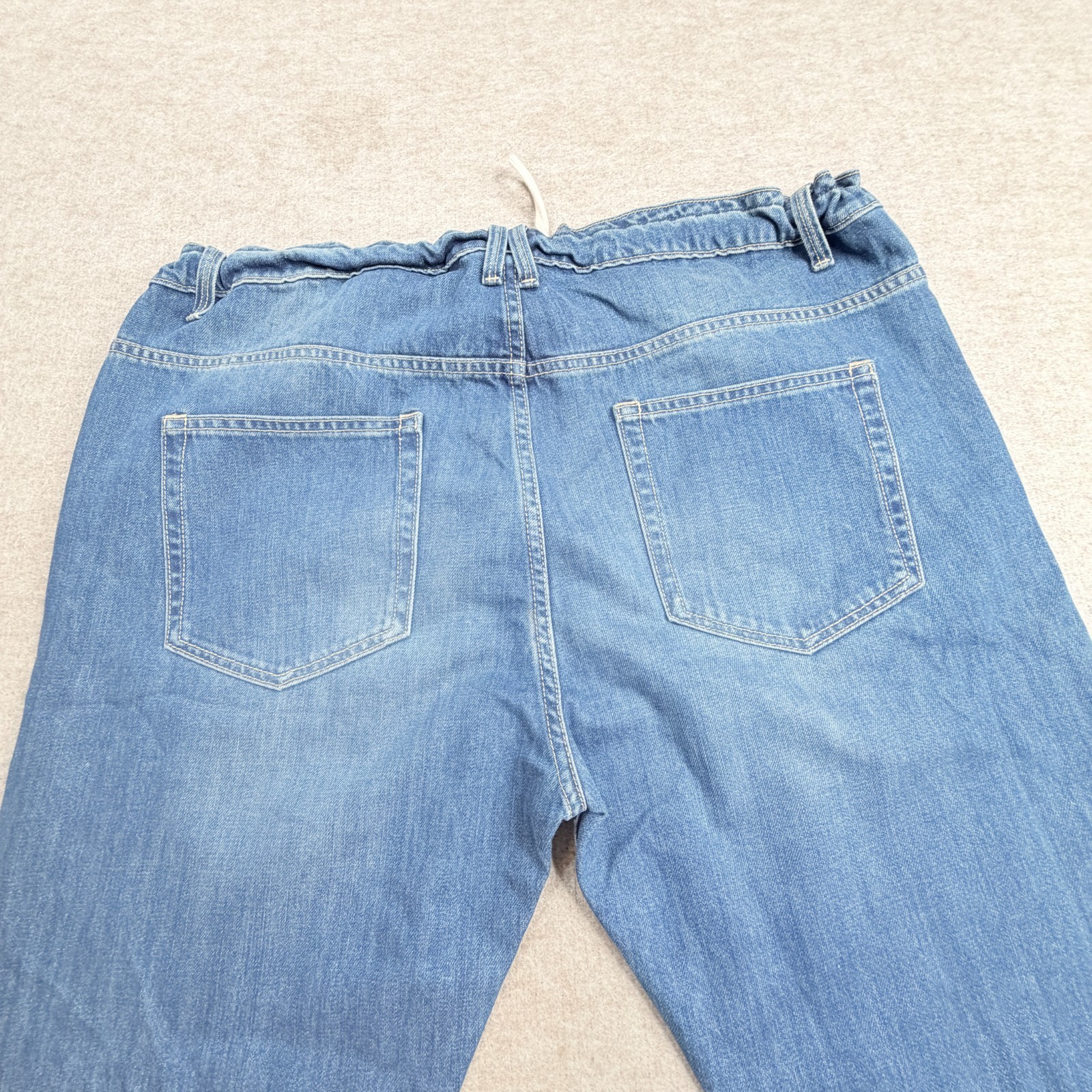 Edun Mens Jeans 34 x 29 Blue Button Fly Straight Waist Drawstring
