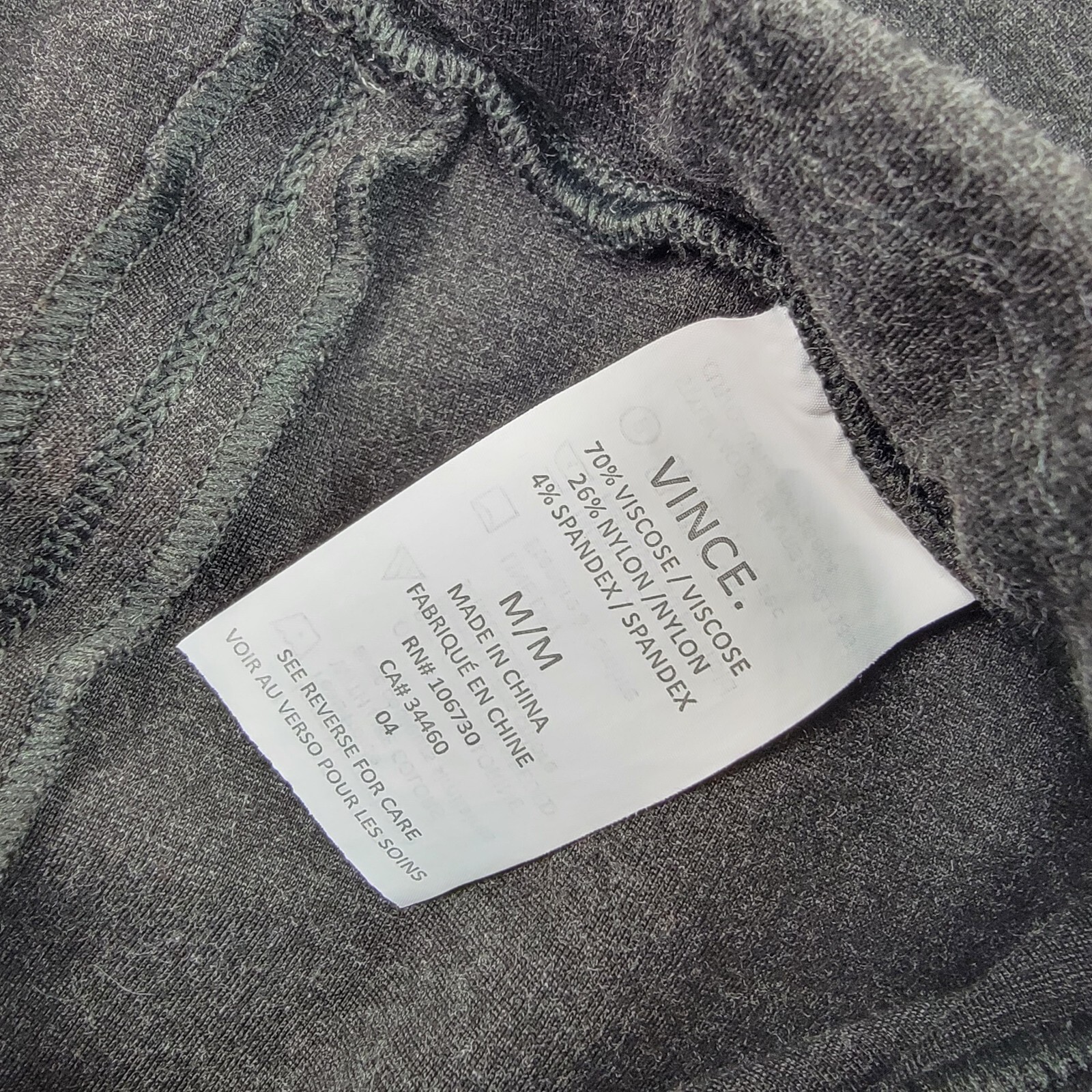 Vince Womens Ponte Pants Size Medium Dark Heather Gray Pull On Stretch Slim