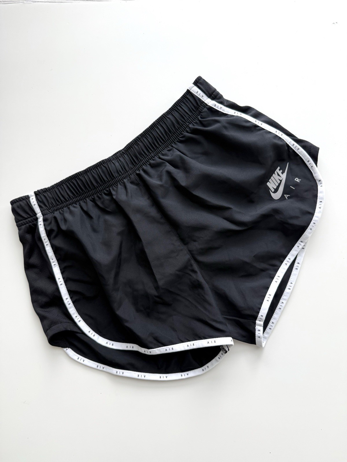 Nike Air Dry Fit Logo Shorts Womens Small Black White Activate Running Athletic