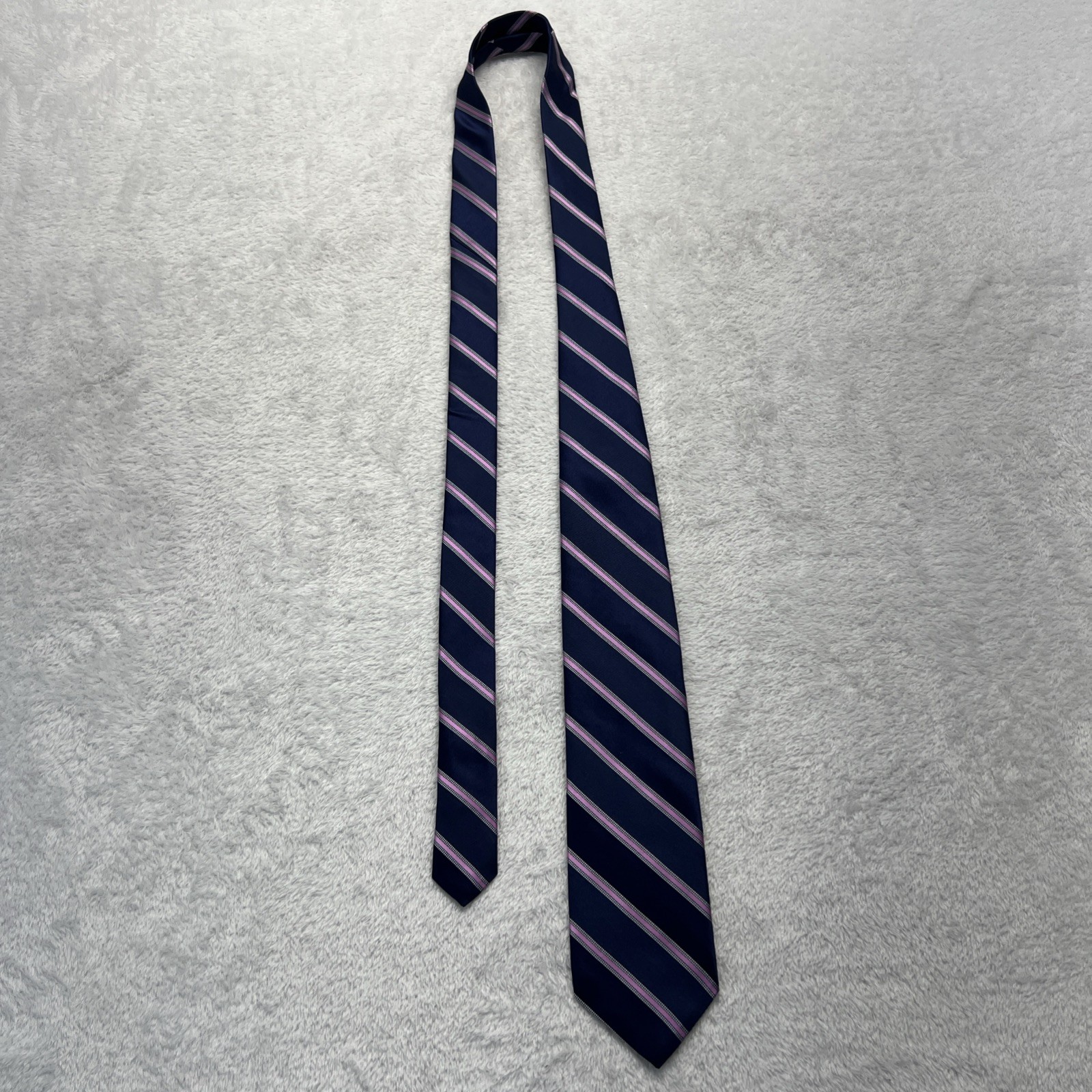 Brooks Brothers Blue Pink Stripe Mens Necktie 3.25×58” 100% Silk Made In USA