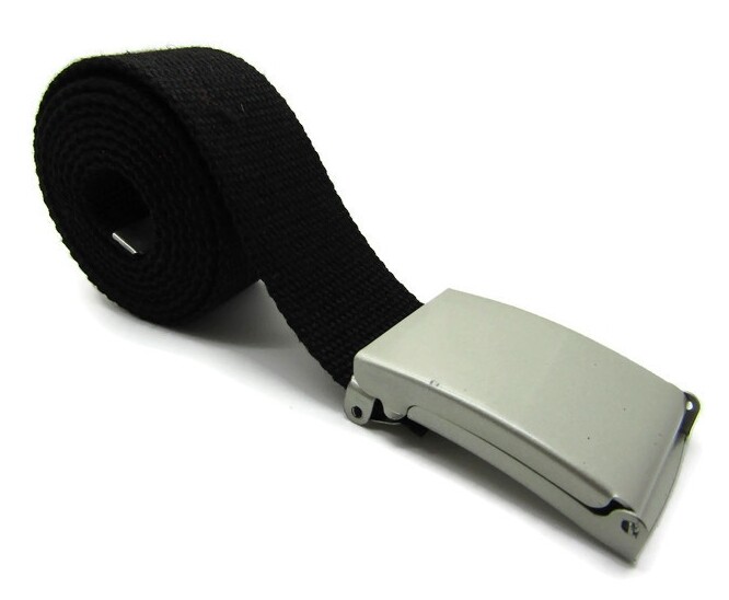 Unisex Ladies Cotton Fabric Plain Canvas Silver Buckle Belt Up To Size 16