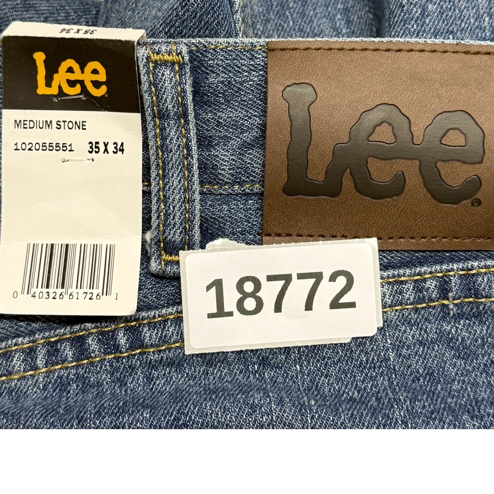 Lee Jeans Mens Measures 35×36 Tag Sz 35×34 Blue Relaxed Straight Stone Wash
