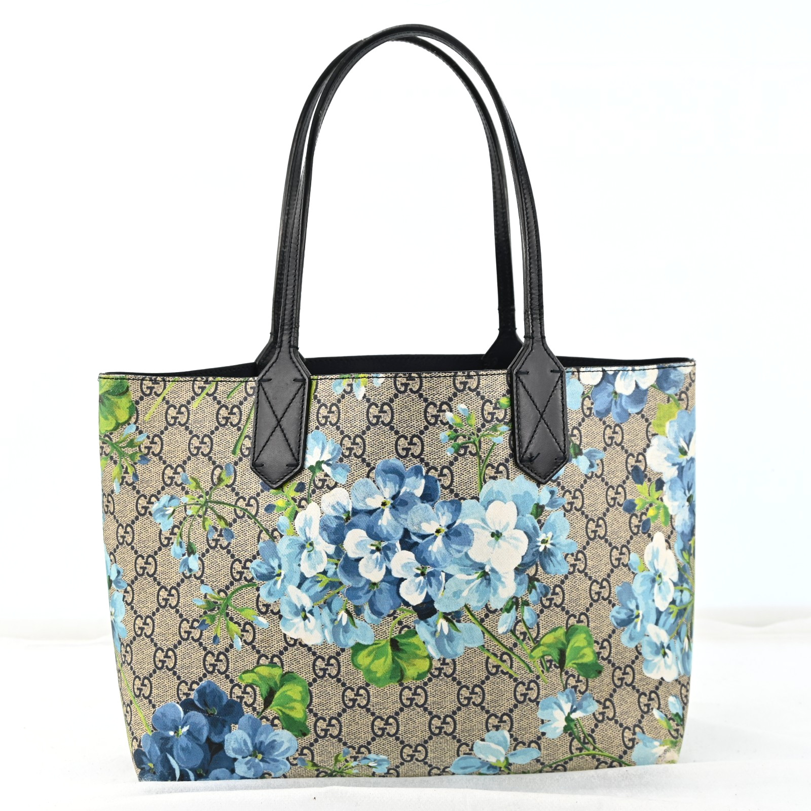 GUCCI Blooms Printed Tote Bag GG Reversible PVC Blue M1371YC804