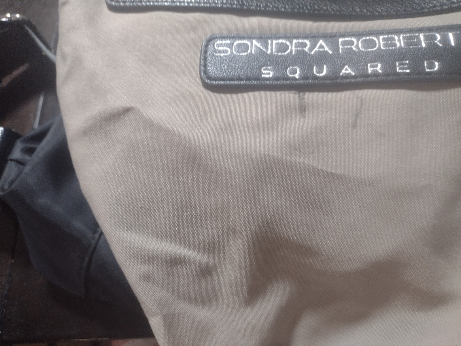 Sondra Roberts Squared Black Shoulder Bag Zip Closure Silver Hardware Adj Strap