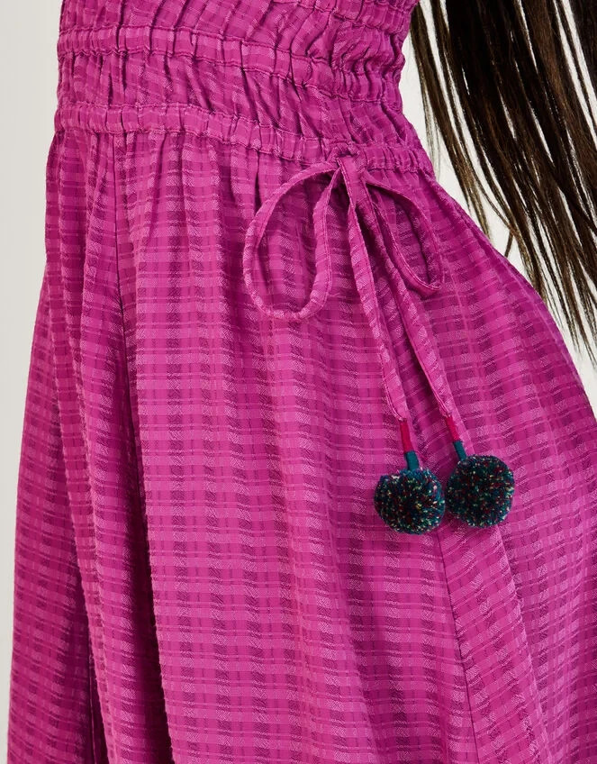 Monsoon Purple (Dark Magenta Pink) Textured Midi Length Sun Dress, Size L, 16-18