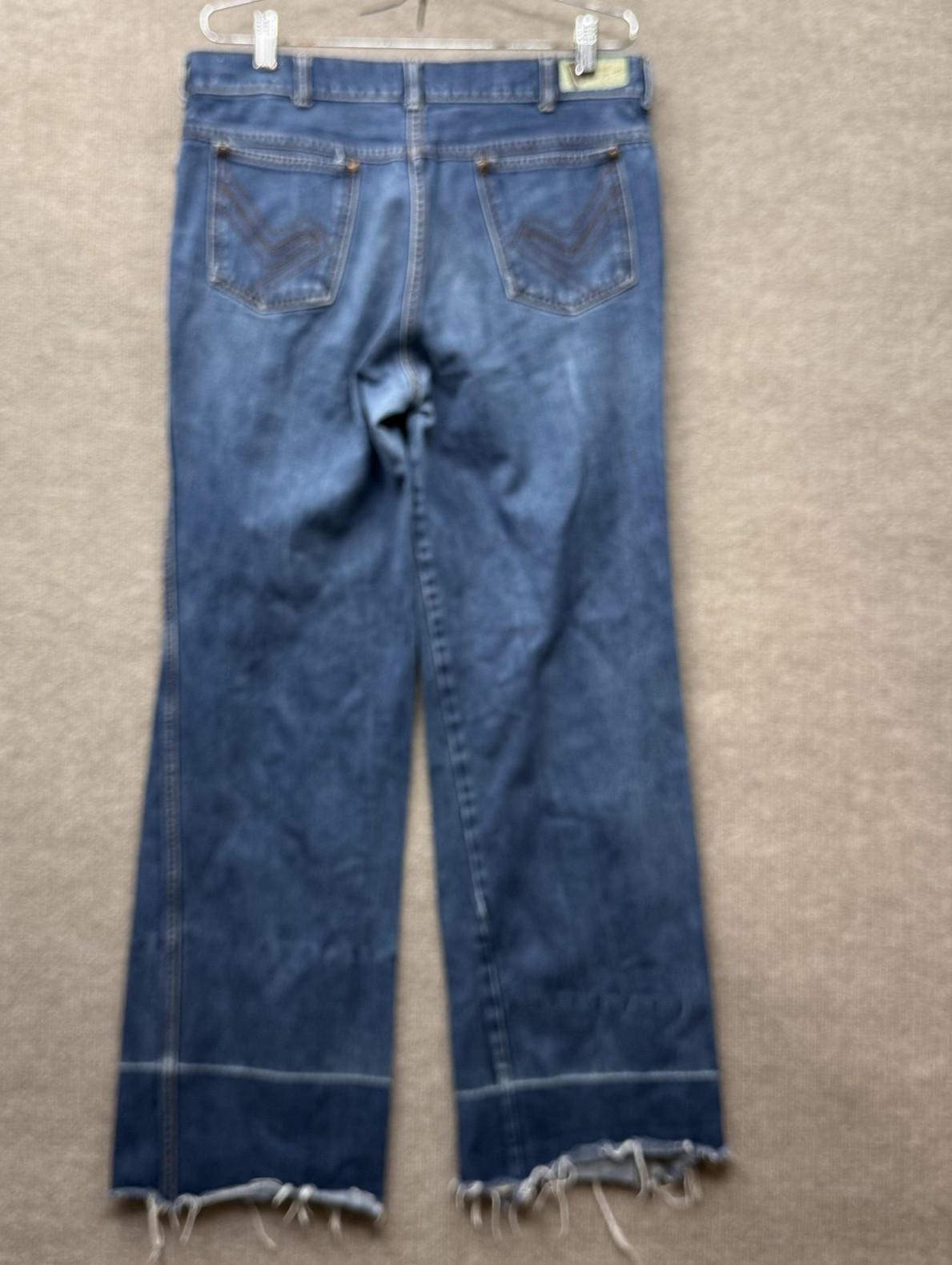Neil Norman Vintage Jeans Mens 36×29 Wide Distressed Raw Hem Hong Kong 60s 70s