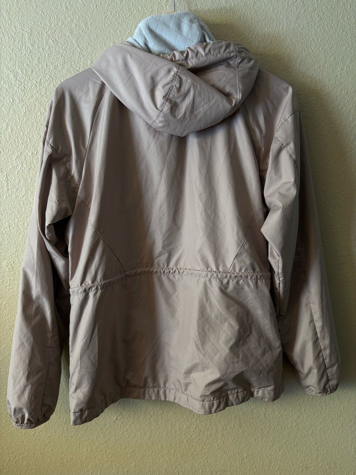 Columbia Hooded Windbreaker Jacket Women’s Medium Taupe Drawstring Waist