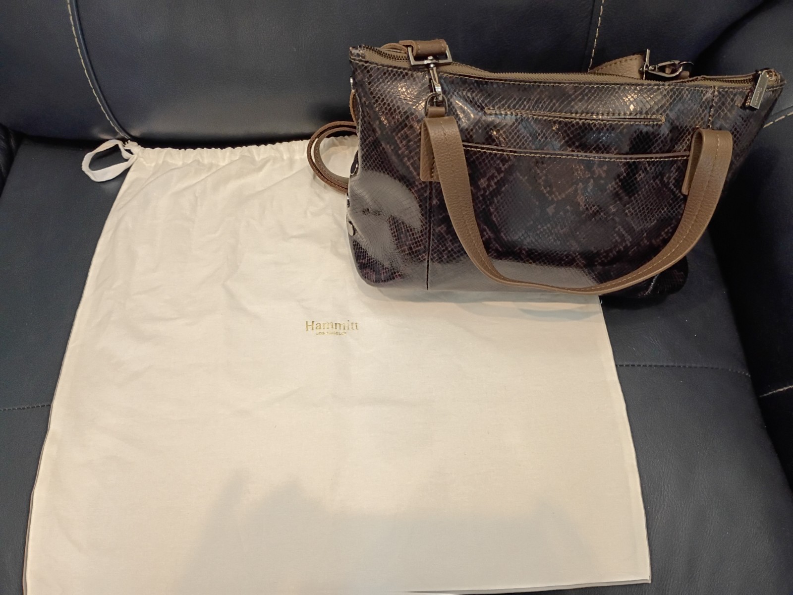 Hammitt/Addie/Olivine Snakeskin Embossed Leather/Gunmetal