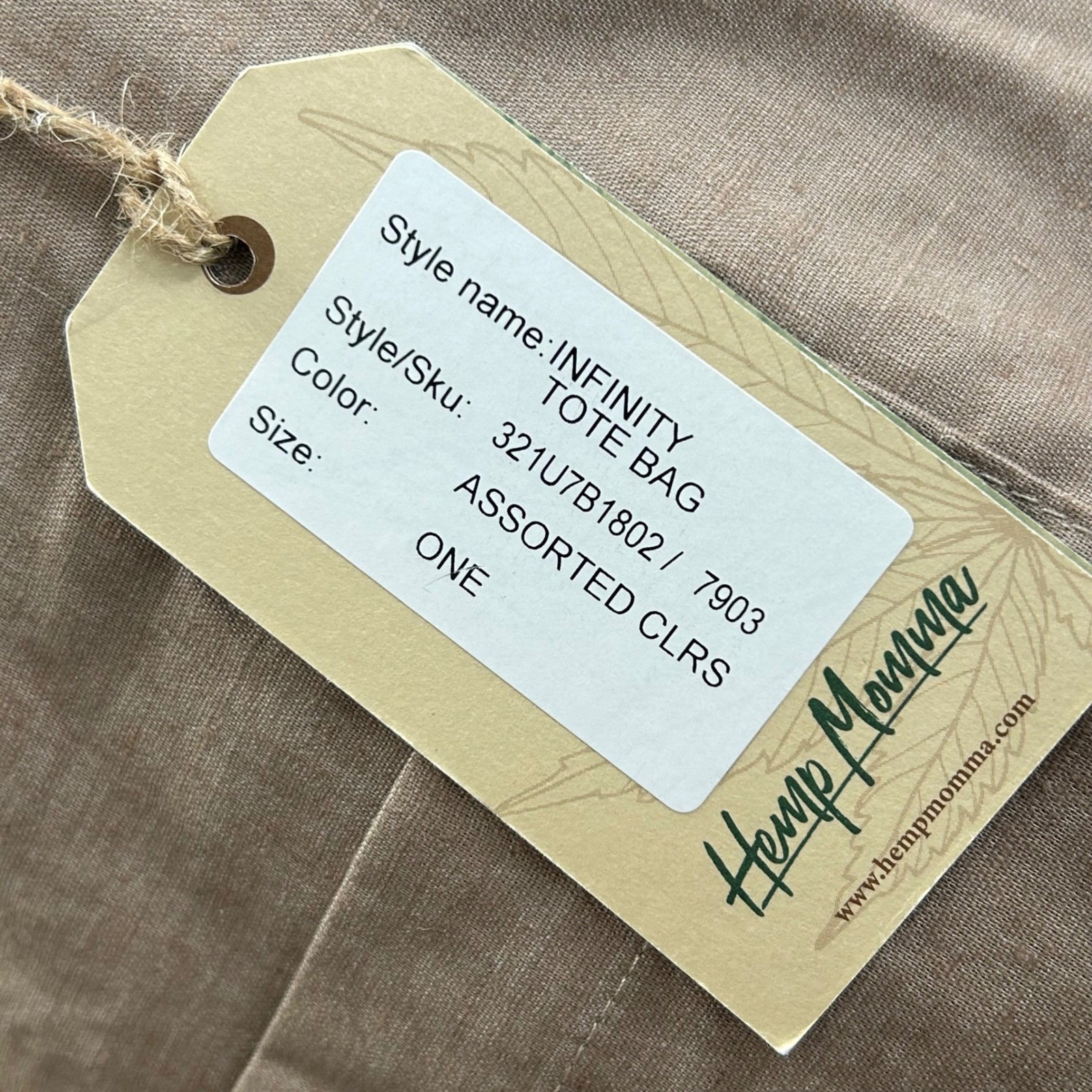 Hemp Momma Infinity Tote Bag Tan Hemp Blend Eco Friendly Reusable Shopper NWT