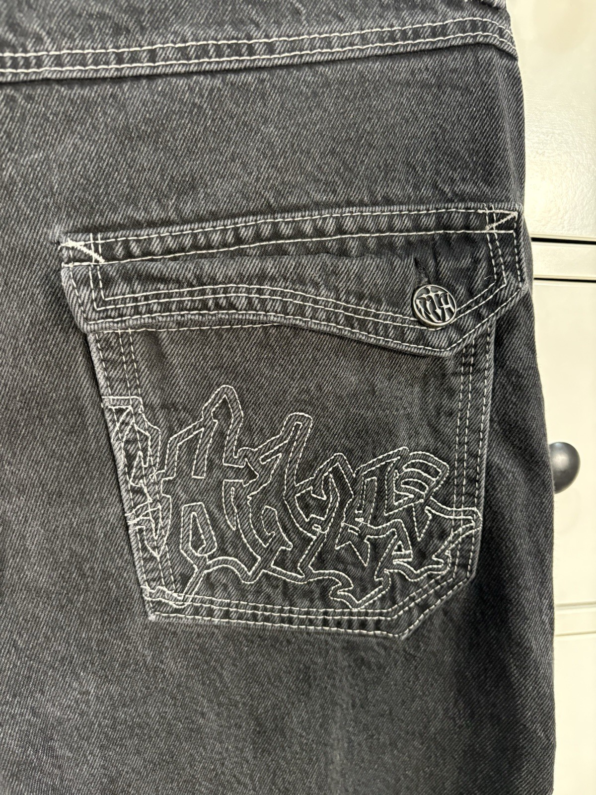 Ninth Hall Japanese Style Embroidery On Ambush Jeans, Size 33 Black Jeans