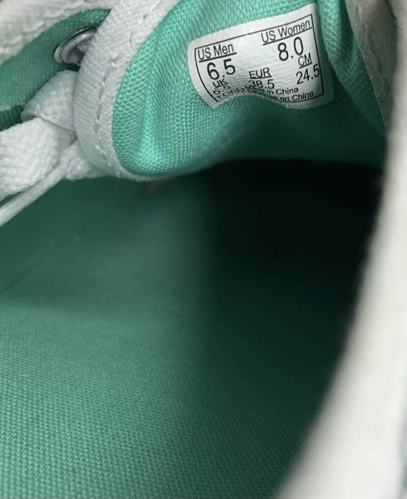 $70 Vans Off the Wall Chevron Green & Grey Shoes Men 6.5 Women 8 Sneakers