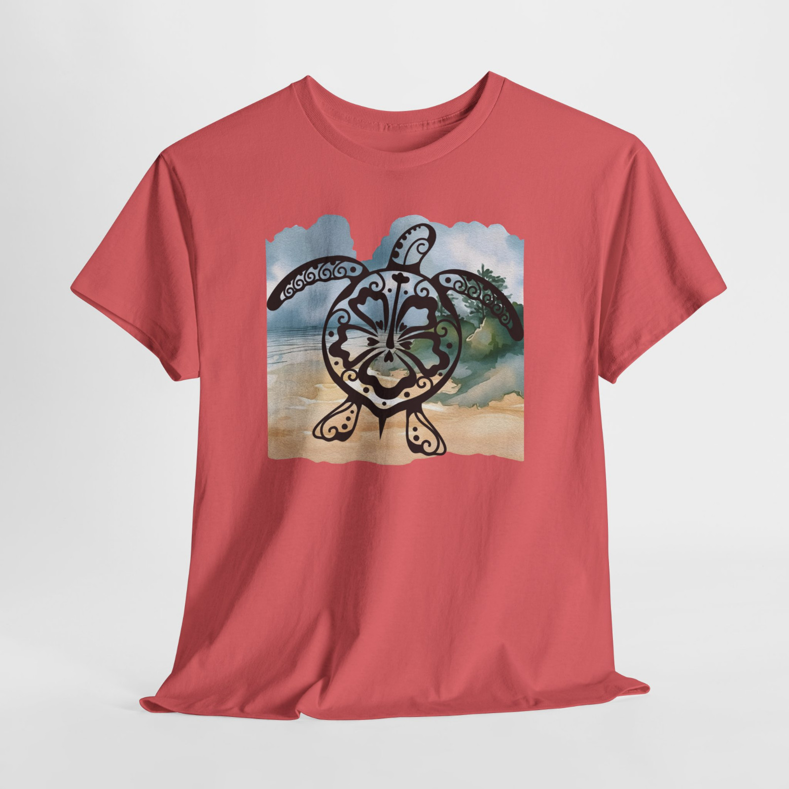 Sea Turtle Blue Beach Ocean Sand Graphic T Shirt Tee Top S-XL, Plus 2X 3X 4X 5X