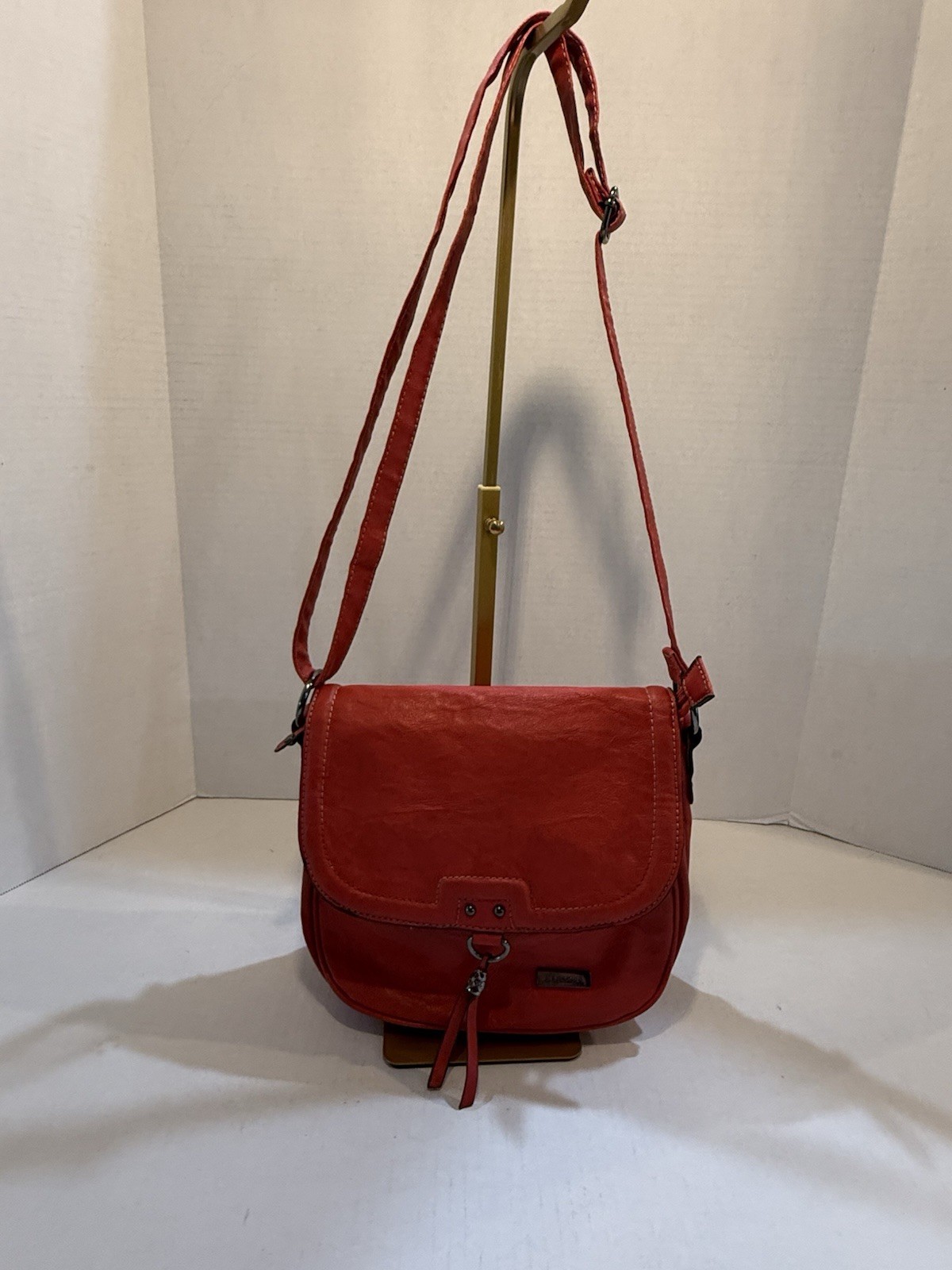 Vintage Amphora Red Leather Crossbody or Saddle-Style Adjustable Strap HTF