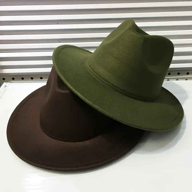 Classic Wide Brim Fedora Hat Felt Panama Jazz Cap Unisex Style, Men, Woman