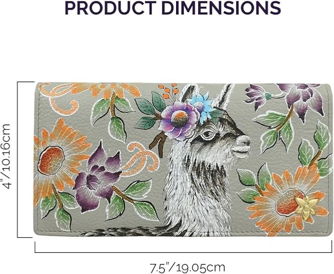 ANUSCHKA NWT🦙”RARE” RFID Bi-Fold Snap Clutch Wallet – Garden Llama 1785-GLL