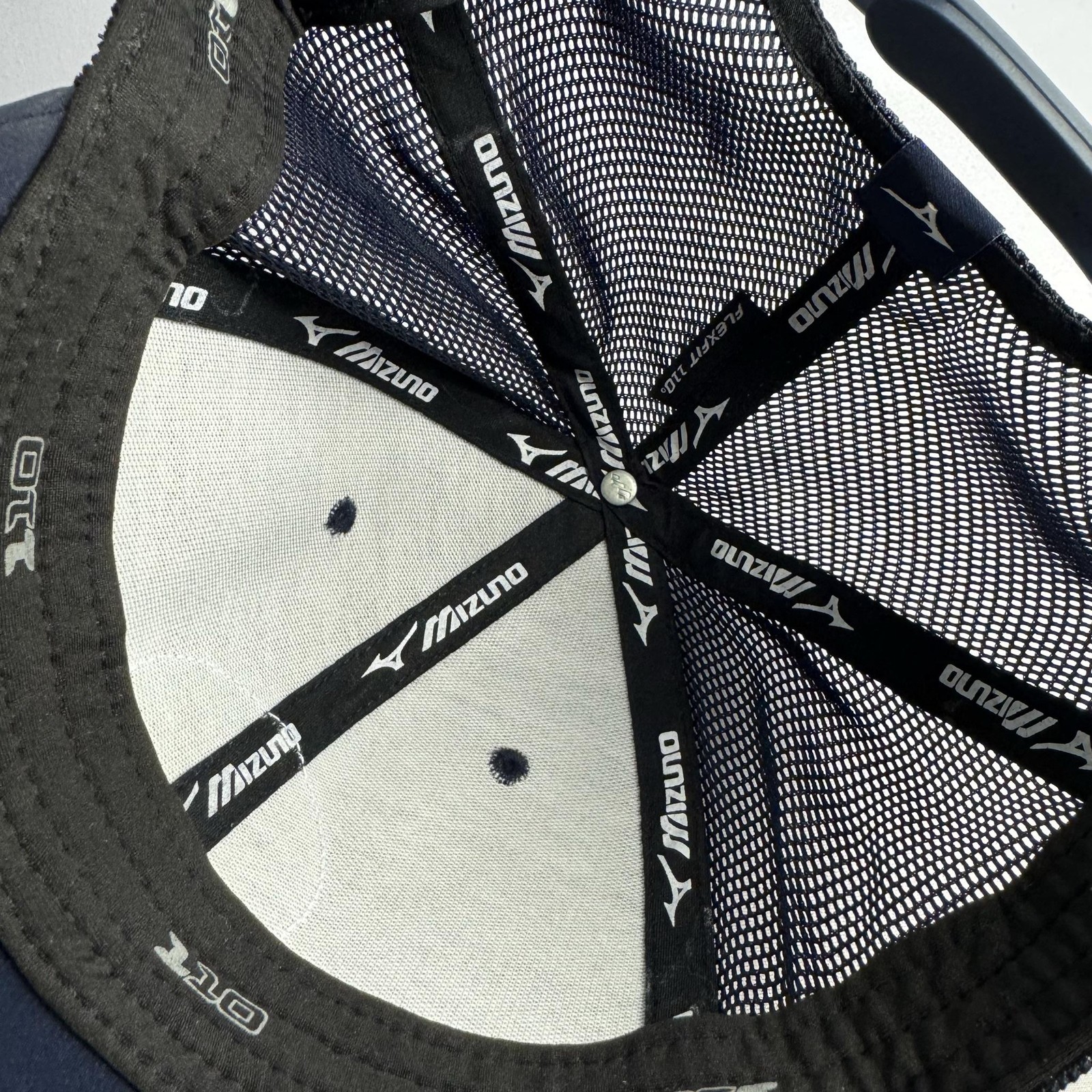 Mizuno Hat Cap Snap Back Blue Mens One Size Golf Trucker Mesh 110 Flexfit Tech
