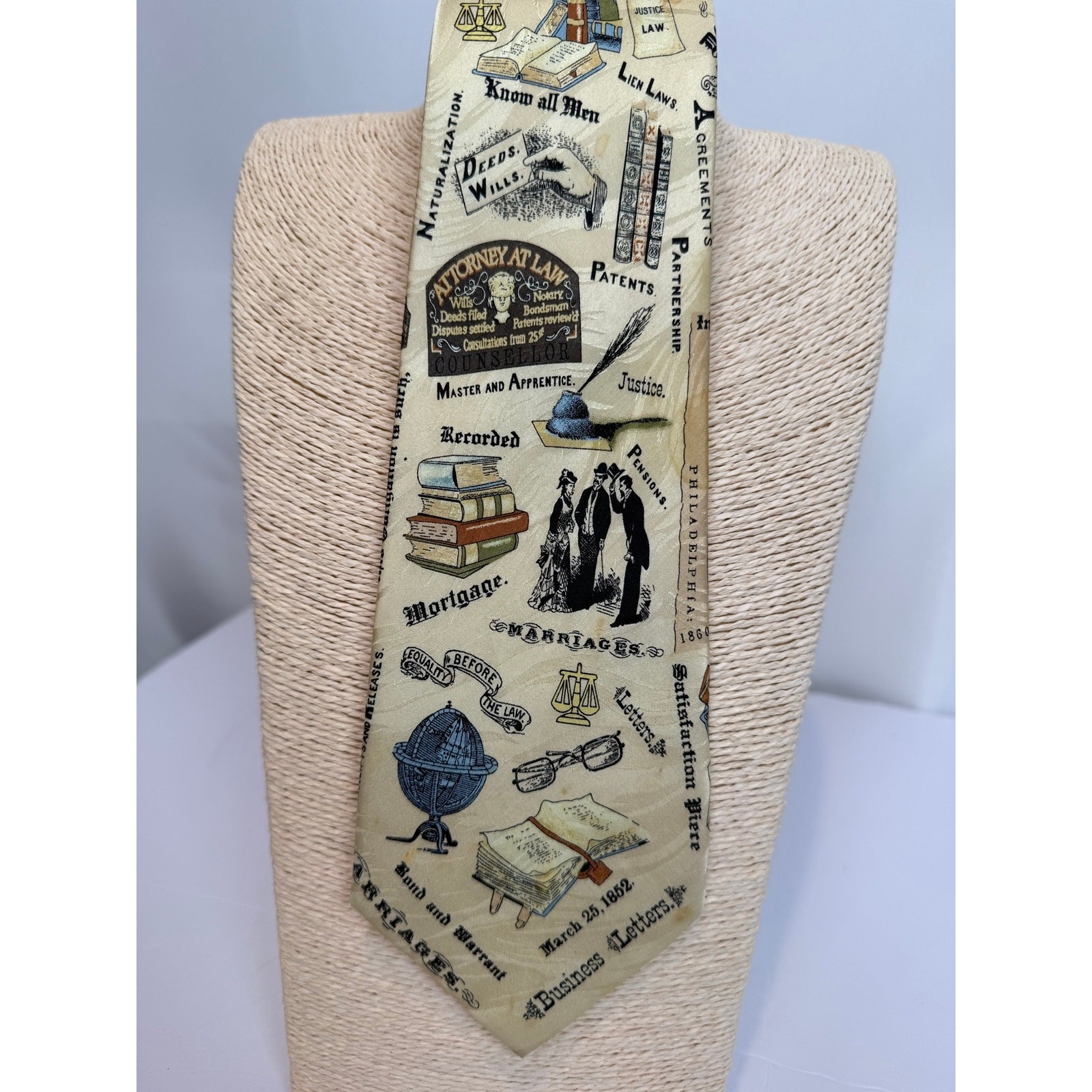 Lot 4 Vintage Museum Artifacts All Silk Ties 1980s Patriotic Legal Coins Roman