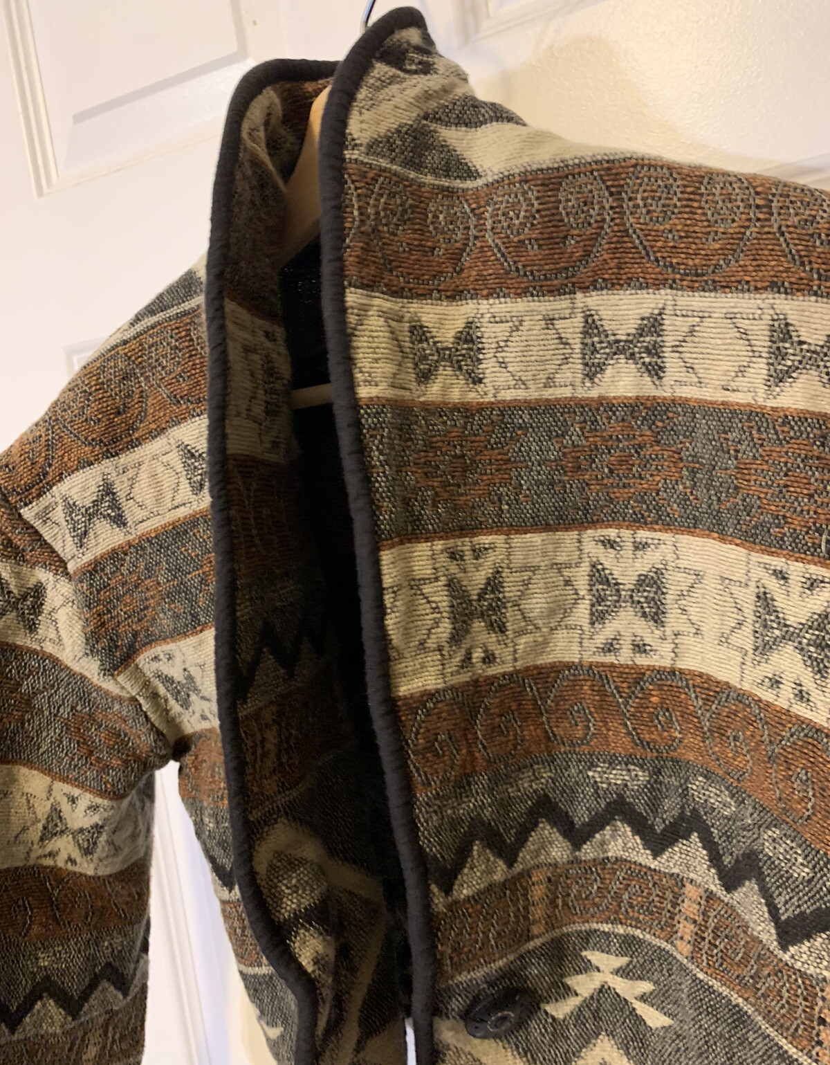 Vintage Flashback Womens Sz M Aztec Print Jacquard Cropped Shacket Coat