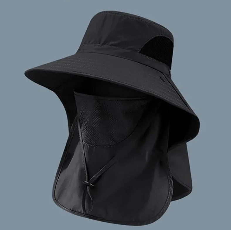 1pc UV Protection Bucket Hat Neck Flap Fishing Hiking Sun Cap Unisex – NEW
