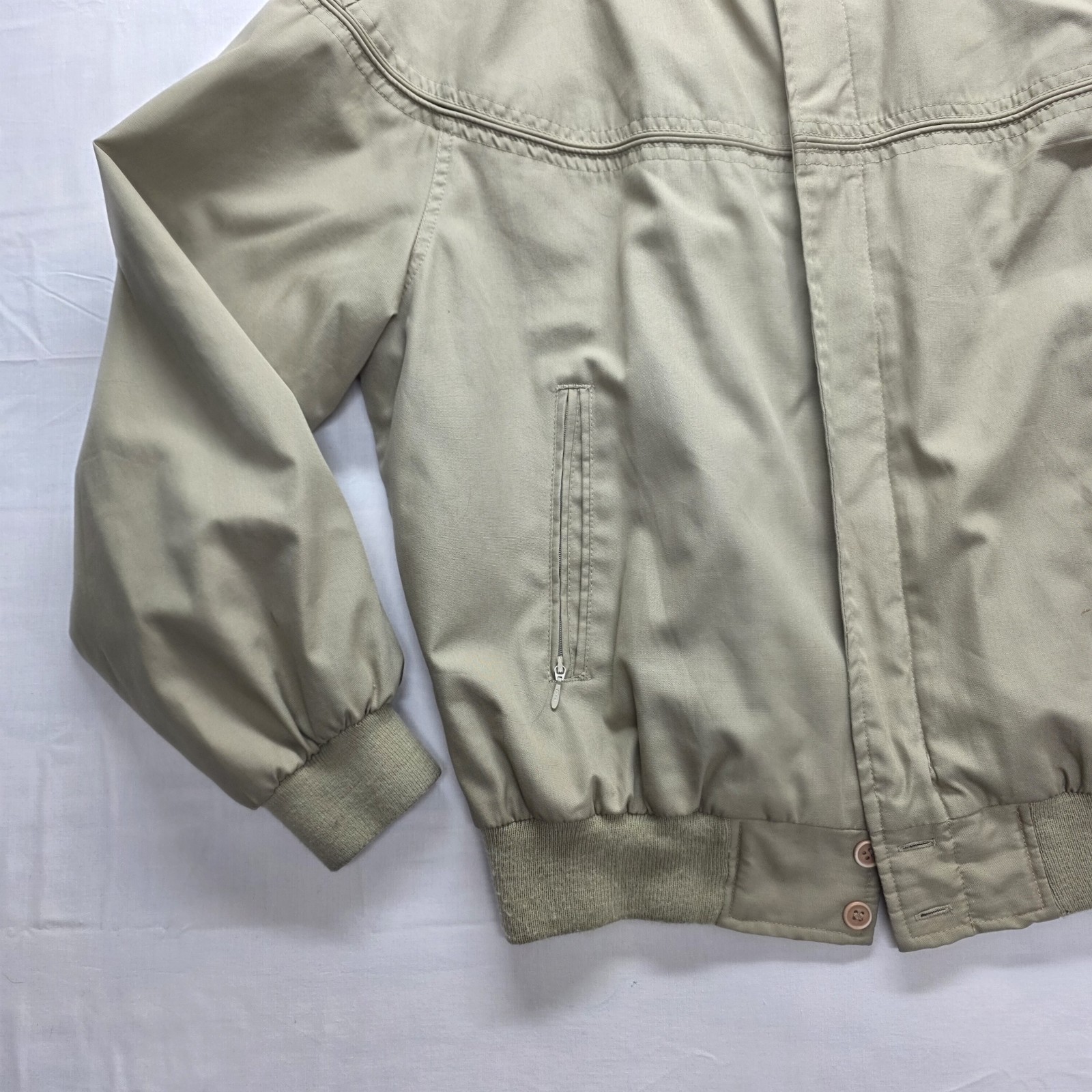 Vtg 90s Woodsman ATA All Terrain Apparel Bomber Jacket Mens Medium Khaki Oman