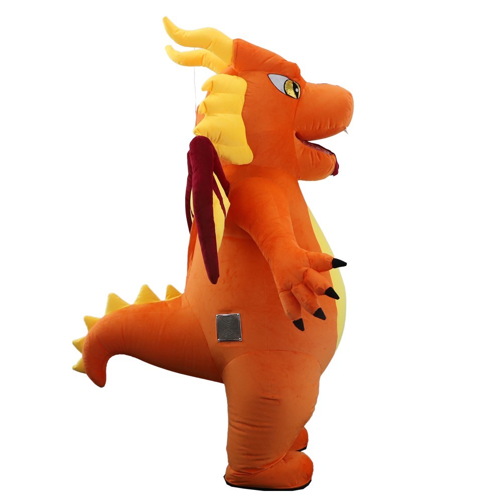 Giant Cartoon Fire Dragon Inflatable Mascot Costume Halloween Outfit Fancy Dress