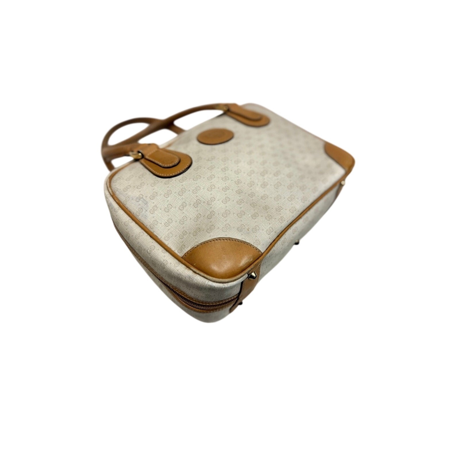 GUCCI Cream GG Monogram Micro Supreme Top Handle Vtg Bag|COA