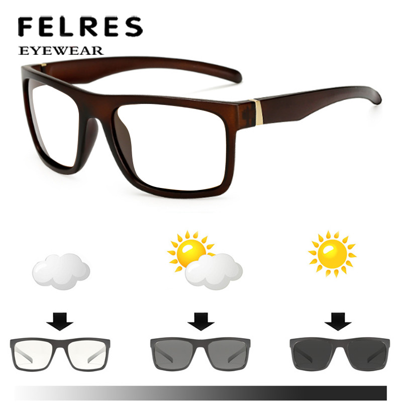 Men Square Photochromic Reading Glasses Sports Driving Shade Sunglasses Readers