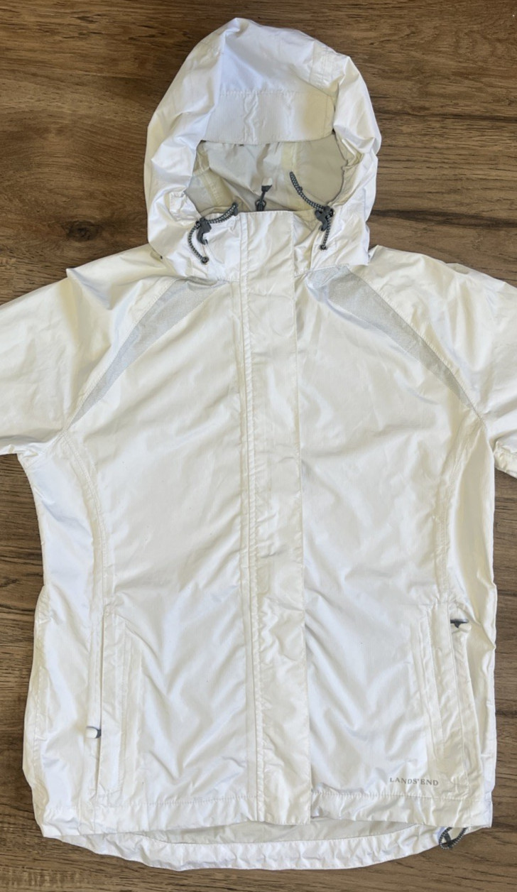 Lands End Lite Hooded Rain Jacket Women’s XS Size 2-4 Waterproof